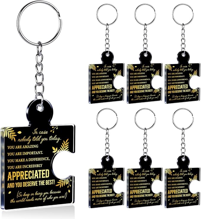 Team Appreciation Gifts Bulk Thank You Keychains for Coworkers | Gift Set for Employee, Staff, Teachers, Teamwork Puzzle Piece Keyring, Acrylic