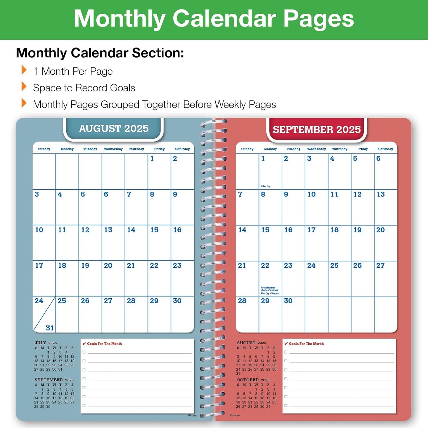 Global Datebooks Dated Middle School or High School Student Planner for Academic Year 2025-2026 Includes Ruler/Bookmark and Planning Stickers (Matrix Style - 5.5"x8.5" - Rainbow Silhouette)
