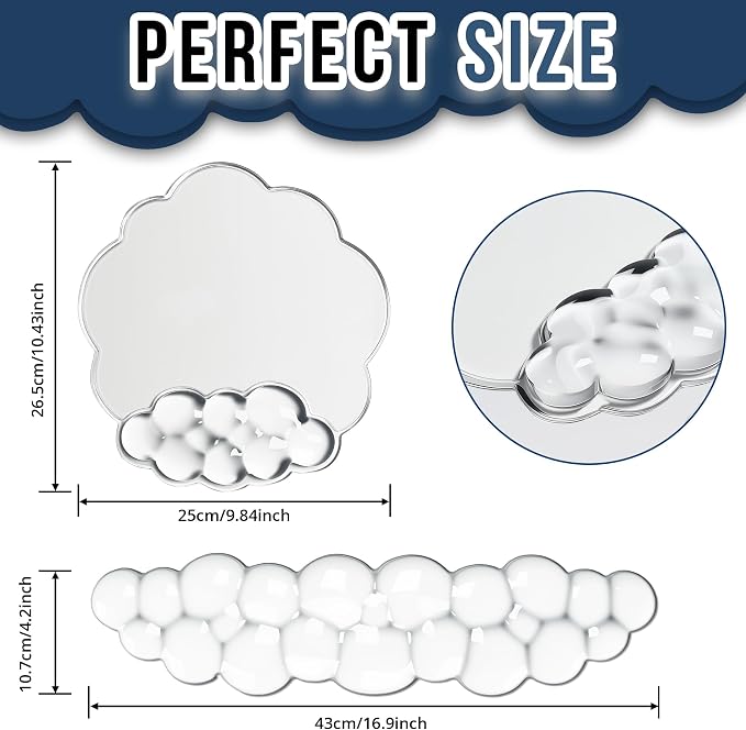 Keyboard Wrist Rest Set — Ergonomic Cloud Gel Wrist Rest Keyboard and Mouse Pad, Non-Slip Desk Accessories for Office and Home（White）