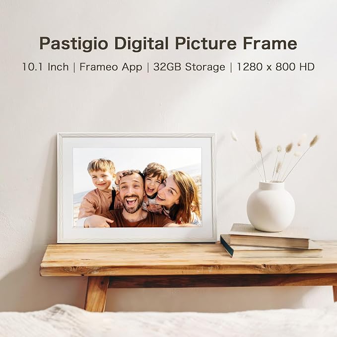 Frameo Digital Picture Frame, 10.1 Inch Digital Photo Frame WiFi, 32GB Memory, Electric Frame Slideshow, 1280 * 800 HD Touch Screen, Wall Mountable, Auto-Rotate, Share Instantly, Gifts for Mom, Women