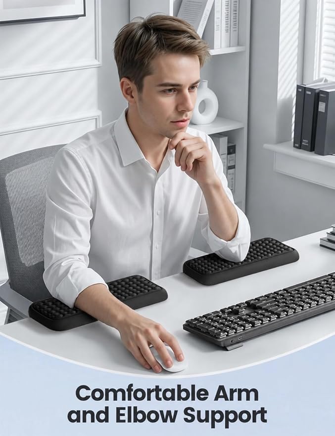 Vaydeer 2Pcs Elbow Rest Pad, L-Shaped Wrist Rest, Desk Edge Cushion | Ergonomic Memory Foam Arm Rest Support Keyboard Mouse Elbow Pad for Palm Hand Office Computer Home Gaming Accessories-Black