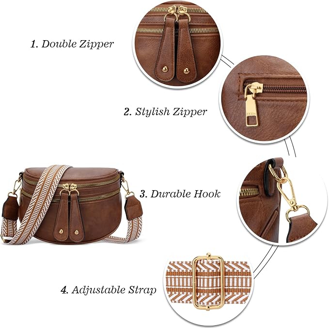 KKXIU Crossbody Bags for Women Vegan Leather Travel Bum Bag | Trendy Fanny Waist Pack | Shoulder Purse with Adjustable Strap