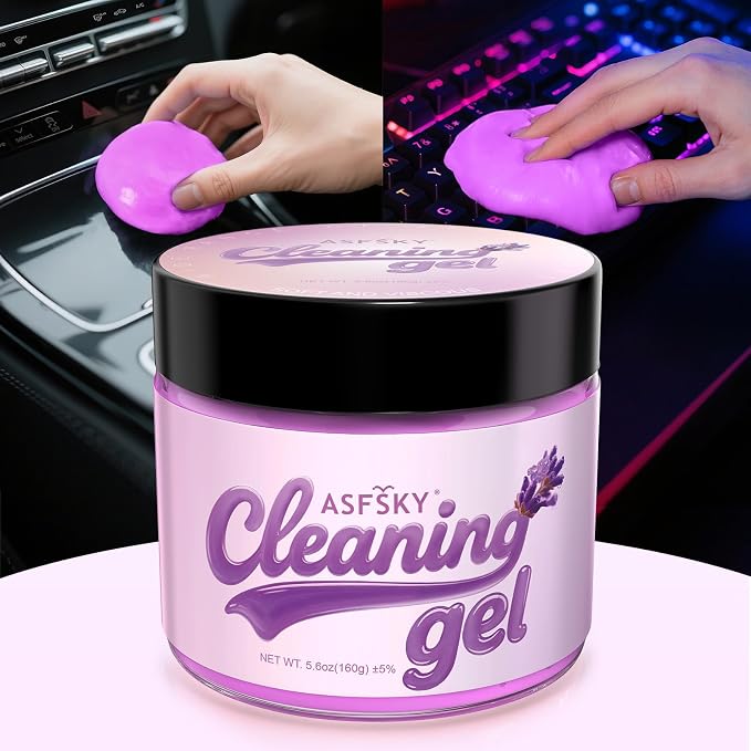 ASFSKY Car Cleaning Gel, Lavender | Cleaning Putty for Car Interior, Keyboard Dust Remover, Universal Cleaning Gel, Purple, 1 Pack