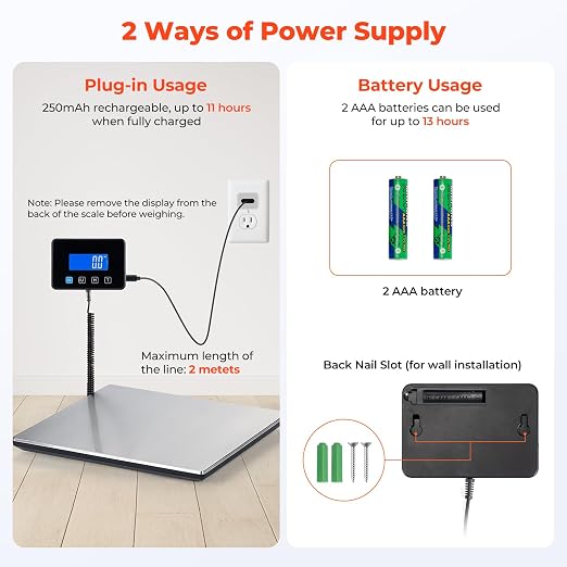 MUNBYN 440lb/1.8oz Shipping Scale, Digital Postal Scale for Packages | Hold & Tare Function, Backlit LCD, Battery & USB Cable Included, For Small Business, Luggage, Home Office