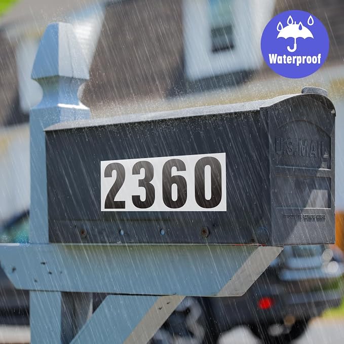 1.5 inch Self Adhesive Numbers for Mailbox, House Numbers, Reflective Mailbox Number, Trash Cans Number, for Outside, 120 PCS (Black/White)