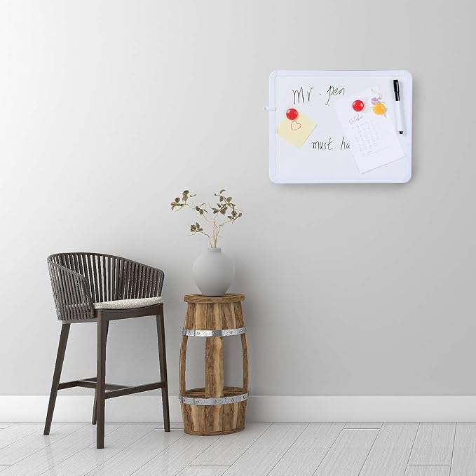 Mr. Pen- Dry Erase Board, 14” x 11”, White Frame | Includes Black Dry Erase Marker, Small Mini White Board for Students, Fridge, Wall, Locker, Double Sided Tapes Included