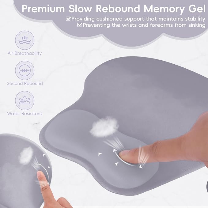 Ergonomic Mouse Pad,Non Slip Mousepad Wrist Rest Support for Office, Computer, Laptop & Mac(A-Grey)