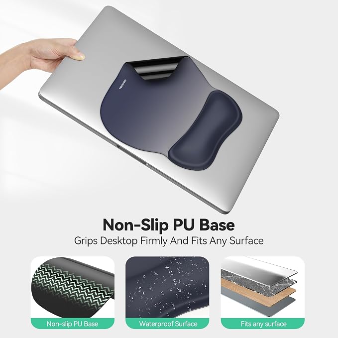 TECKNET Gel Ergonomic Mouse Pad with Wrist Rest, Non-Slip PU Base, Gradient | Comfortable Gel Cushion, Pain Relief, Smooth and Waterproof Surface, Mouse Pad with Wrist Rest for Office, Gaming and Study