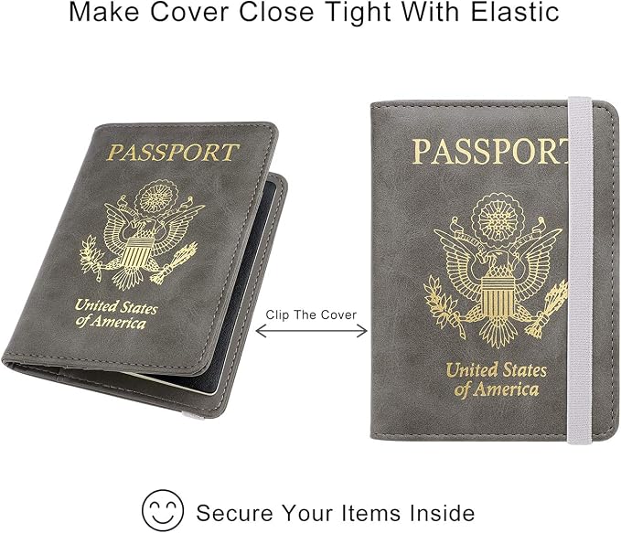 WALNEW Passport Holder for Travel, RFID Passport Cover Wallet for Women Men, PU Leather Passport Book Card Holder Case with Pen, Travelling Essentials for Flying | PU Leather Passport Cover Case with Pen Holder, Travel Must Haves Accessories, Passport ...
