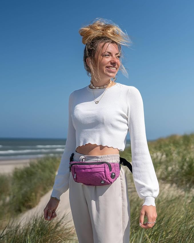 WATERFLY Small Fanny Pack Crossbody Lightweight Waist Bag for Woman Man | Adjustable extender strap, Slim compact, Water-resistant durable material, Breathable back pad, Multi-scene for travel, daily
