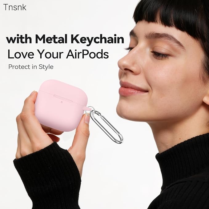 for AirPods 4 Case with Magnetic Cover, TNSNK Silicone AirPod 4 Case Cover Compatible with Apple Airpods 4th Gen 2024, Shockproof Protective Cases for Women Girly with Cleaner Kit and Keychain