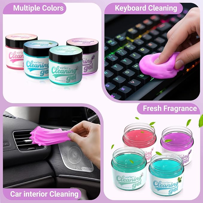 ASFSKY Car Cleaning Gel, Lavender | Cleaning Putty for Car Interior, Keyboard Dust Remover, Universal Cleaning Gel, Purple, 1 Pack