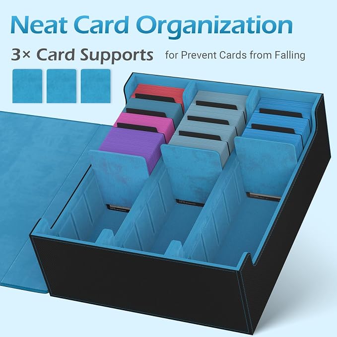 3-Row【2400+】 Trading Card Storage Box, Card Organizer Holder with 8 Dividers, Case Fit for MTG TCG Magic Commander Deck Playing Cards, Deck Box for Sport Card