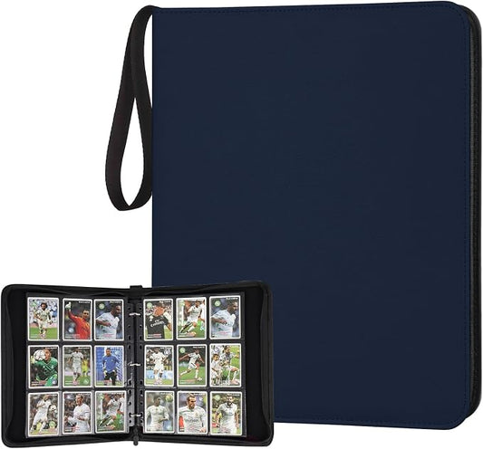 GERMUN 3 Ring 9 Pocket Zipper Card Binder, 720 Double Sided Standard PU Trading Card Album Folder for TCG & Sports Cards, Not Fit Top Loaders (DARK BLUE)