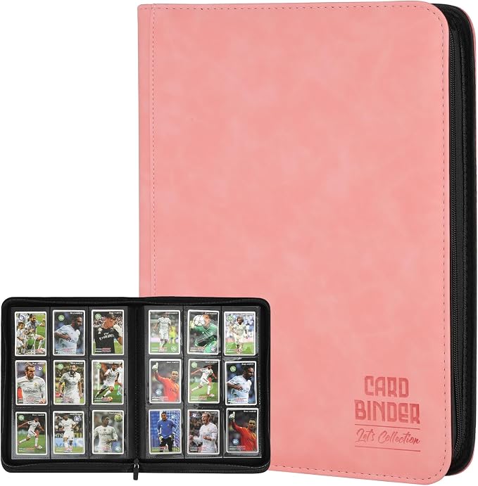 Trading Card Binder, Premium 9 Pocket Double Sided 540 Pocket PU Card Collection Binder, Collectible Trading Card Albums for MTG, TCG, Sport Card, Game Cards (Pink)