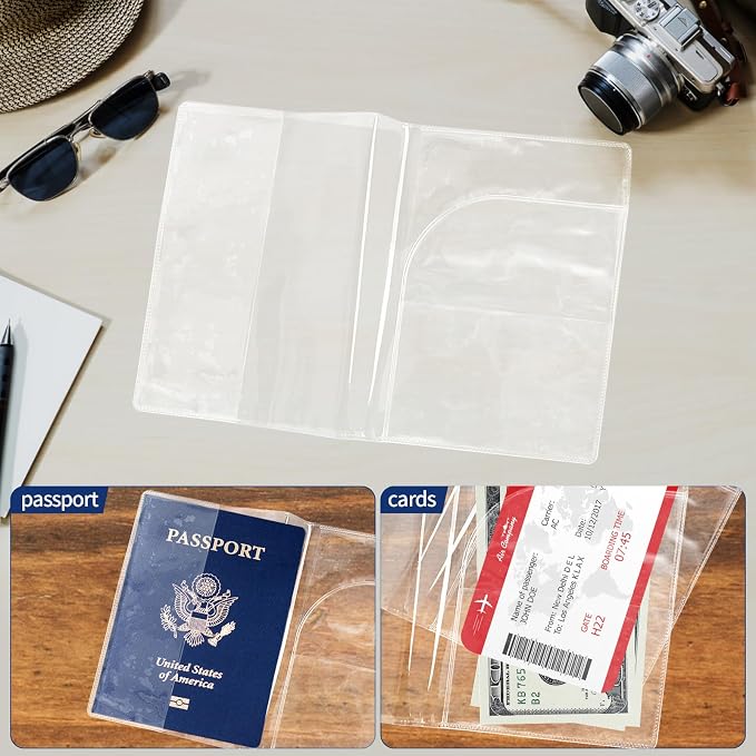 5 Pcs Clear Passport Protector Holder Passport Cover Vinyl ID Protector | Waterproof, Plastic, For Travel Document Credit Card