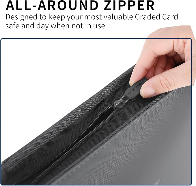 Snekdy premium 1024-pocket trading card binder, 16-pocket cards album, waterproof PU-leather Cover album with side loading, holds gaming, baseball, basketball & sports cards (light grey)