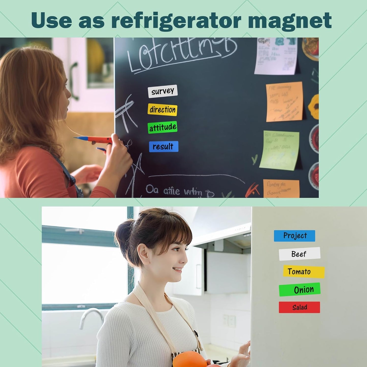 LLPT Dry Erase Magnetic Labels 1" x 3" 50 Packs Blank Writable Magnet Stickers Reusable for Refrigerator Shelf Whiteboard Toolbox Craft and Other Metallic Surfaces White (DML1030WT)