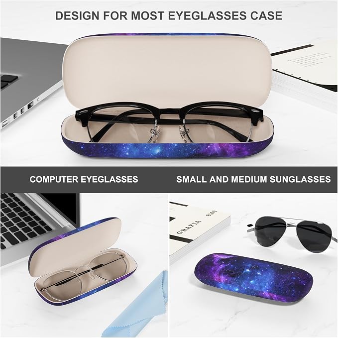 Eyeglasses Case, Portable Hard Shell Protective Case for Glasses, Eyeglass Holder Box for Women with Cleaning Cloth