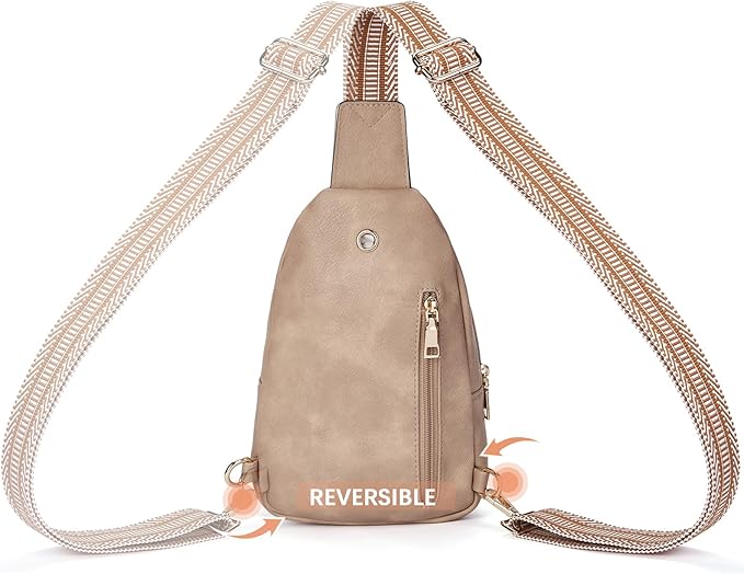 BOSTANTEN Sling Bag for Women Leather Crossbody Bags Fanny Pack Chest Bag for Travel | Adjustable Wide Strap, Small, Anti Theft, Lightweight, Multi Pockets and Carrying Way, Card Slot, Cute Trendy for Everyday