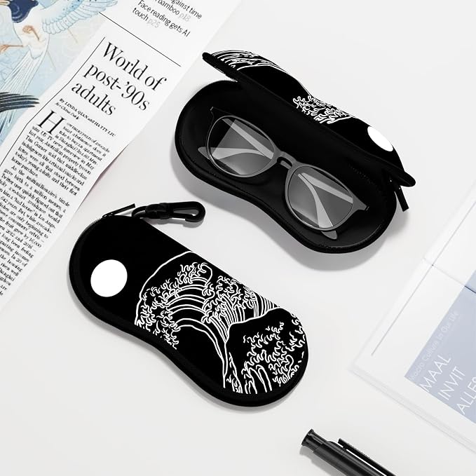 Sunglasses Soft Case, Ultra Light Portable Neoprene Zipper Glasses Case for Men Women