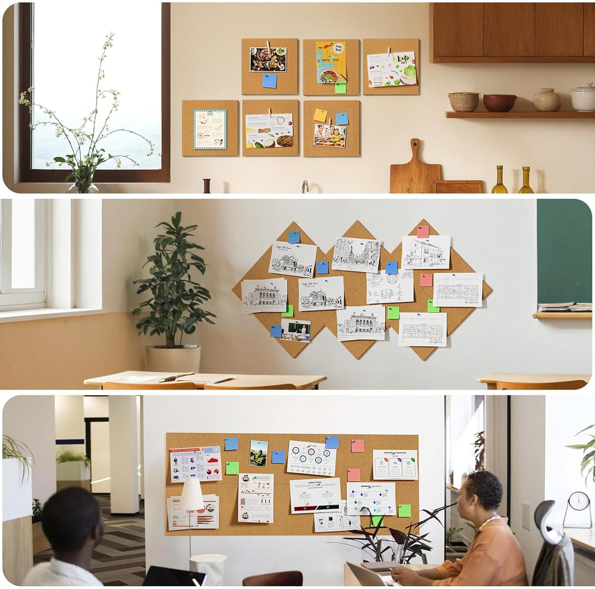 MaxGear 72" x 48" Large Cork Board for Wall, 24 Pack Cork Board Tiles with 40 Pushpins & Safe Removable Adhesive Tabs, 12" x 12" Corkboards for Office, School, Home