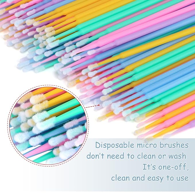G2PLUS 500PCS Micro Cotton Swabs, Disposable Micro Applicators Brush for Makeup and Personal Care, Cosmetic Brush, Microswabs for Eyelash Extensions, Nails, Eyeliner (Head Diameter: 2.0mm) | Disposable 2.0 mm Heads for Eyelash Extensions, Nails, Eyelin...