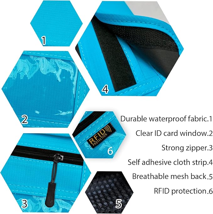 RFID Blocking Travel Neck Wallet Pouch and Passport Holder, Travel Neck Pouch Passport Holder for Women & Men - Light Blue