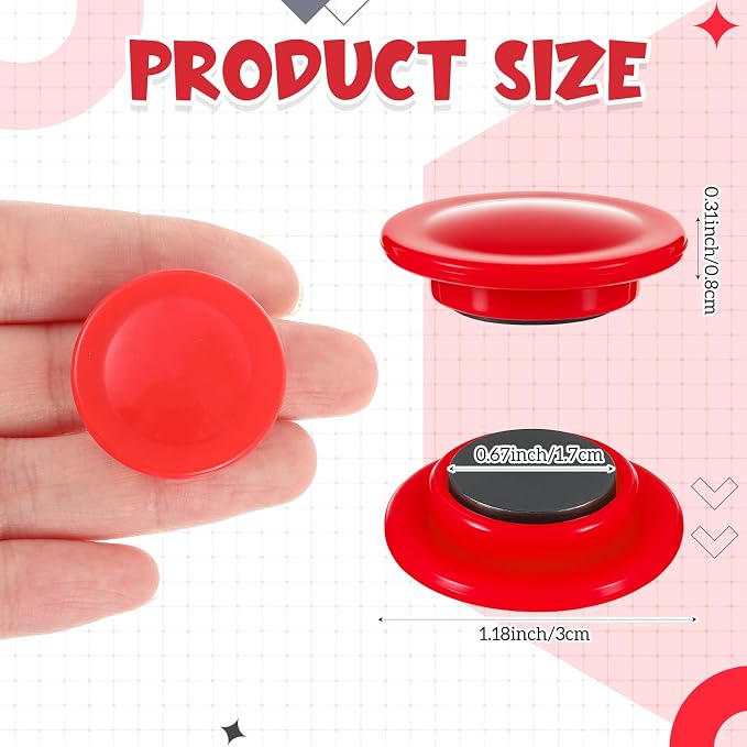 Mini Red Round Magnets Whiteboard Magnets 3 cm Refrigerator Magnet Bulletin Board Decorations for Classroom Home Supplies Chalkboard Wall Office Decoration