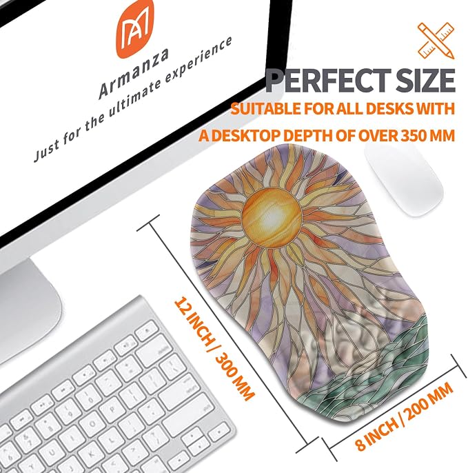 Ergonomic Slope Mouse Pad Wrist Support, Wrist Rest Mousepad for Carpal Tunnel Pain Relief with Massage Bulge and Slow Rebound Memory Foam (12x8 inch, Sun God)