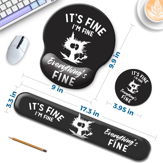 Mouse Pad and Keyboard Wrist Rest Support,Ergonomic Mouse Pad Set | Mousepad With Coaster and Non-Slip PU Base,Pain Relief for Desk Desktop Gaming, Computer,Office -Beach