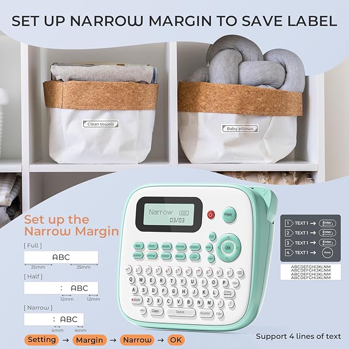 Label Maker for Kids, Desktop Label Maker Machine Labels-Waterproof, D210S Handheld Labeler Machine with Tape-12mm 0.47 Laminated White, Multiple Symbols for Home Office School Kids Teachers Gifts