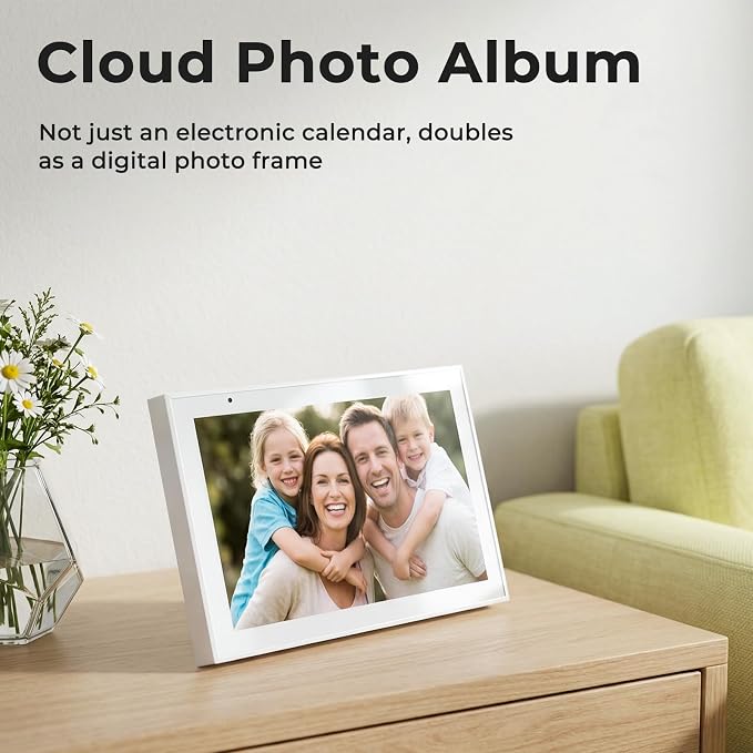 10.1-Inch Digital Calendar, Electronic Touchscreen Family Planner, White | Chore Chart, Shared Family Schedules, Meal Planner, Reward System, Reminders, Digital Photo Frame, Full HD IPS, 32GB
