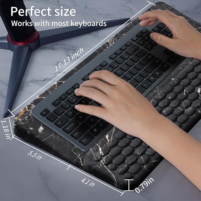 Keyboard Stand for Desktop, Keyboards Wrist Rest, Ergonomic Keyboards Holder for Easy Typing Working, Wrist pad for Keyboards with Comfortable Wrist Rest for Keyboard Black Gold