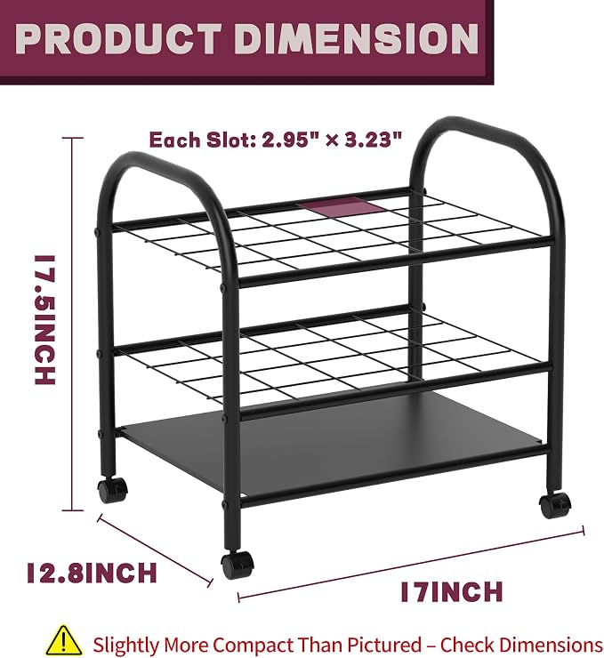 Blueprint Storage Holder with Wheels – 20-Slot Metal Roll File Rack with Silent Casters & Brakes for Blueprints, Wrapping Paper, Posters, Maps – Mobile File Cart for Office & Home (Black)