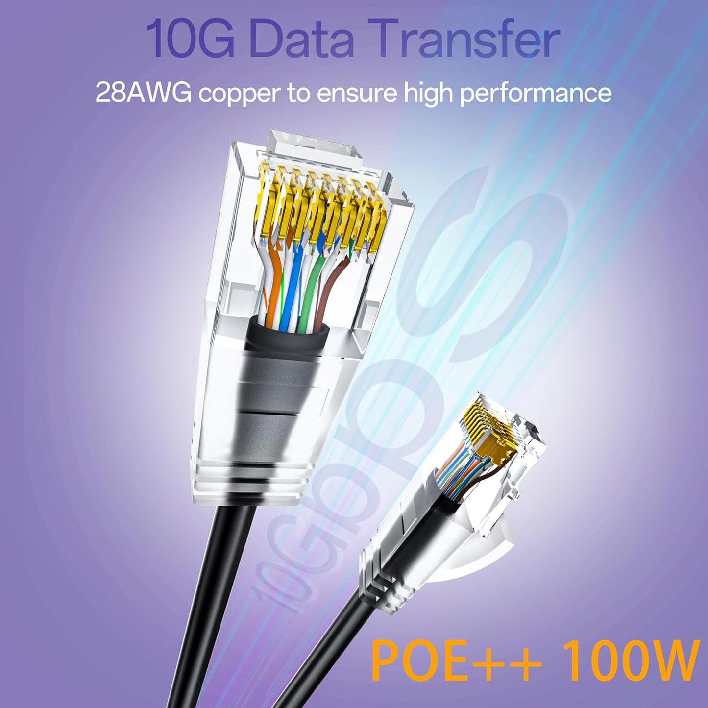 Cat6a Patch Cables 0.5ft (96 Pack) Slim, Cat6 Ethernet Patch Cable Pure Copper, Flexible Cat 6 Patch Cable 550MHZ 10G, Space-Saving Cat 6A Network Cables for Patch Panel Black