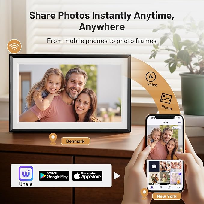 15.6" Smart WiFi Digital Picture Frame with 32GB Storage | Electronic Photo Frame with 1920 x 1800 HD IPS Touch Screen Auto-Rotate for Wall/Tabletop, Gift for Woman,Mom, Dad, Wife