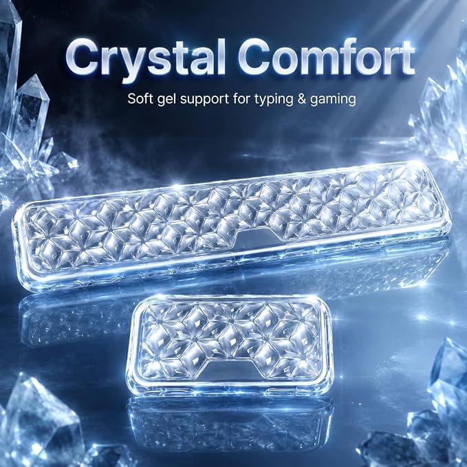 Ergonomic Gel Keyboard Wrist Rest Set, Soft Gel Palm Rest for Keyboard and Mouse, Clear Wrist Support Pad for Typing and Gaming Pain Relief, Non-Slip Base for Computer Laptop (Rectangular)