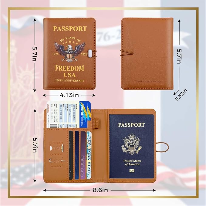 Melsbrinna Premium Leather Passport Holder Covers Case, Waterproof Rfid Blocking Travel Wallet Passport Holder with Pen Holder, Cute Passport Book for Women/Men