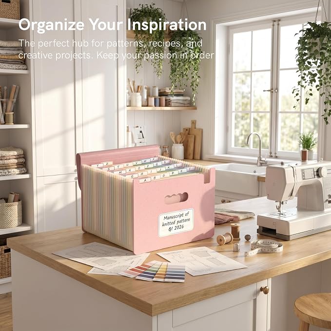 ABC life 26 Pockets Accordion File Organizer, Blush Pink | Expanding File Folder for Letter/A4 Size, Portable Document Holder with A-Z Tabs for Tax Receipt, School, Home, Office