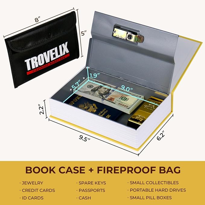 Book Safe with Combination Lock, Hidden Safe (9.5 x 6.2 x 2.2 Inch) with Fireproof Bag, Secret Diversion Safe, Hollow Book Box Hidden Storage, Money Safe Box for Cash (Little Prince)
