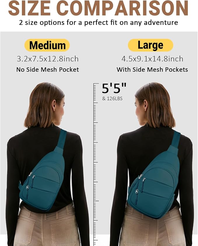 Tuwubi Crossbody Bags for Women, Sling Bag for Men | Small Hiking Backpack Shoulder Bag Lightweight for Outdoors Travel