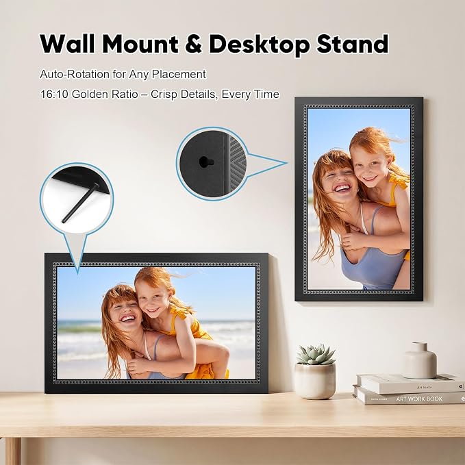Digital Picture Frame 15.6 Inch Digital Photo Frame with 64GB Storage, 1920 * 1080 IPS FHD Touchscreen, WiFi Smart Frame Share Photos and Videos Instantly from Anywhere via AiMOR App