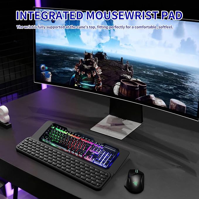 Wrist Rest for Computer Keyboard, Keyboard Wrist Rest, Ergonomic Keyboards Holder for Easy Typing Working, Wrist Pad for Keyboards with Comfortable Wrist Rest for Keyboard Black