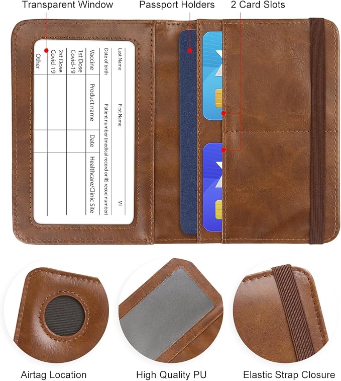 ILIYAH-Passport Cover-Passport Holder Travel Wallet-RFID Blocking Passport Case Travel Accessories Card Holder Wallet Unisex Travel Gifts (Dark Brown)