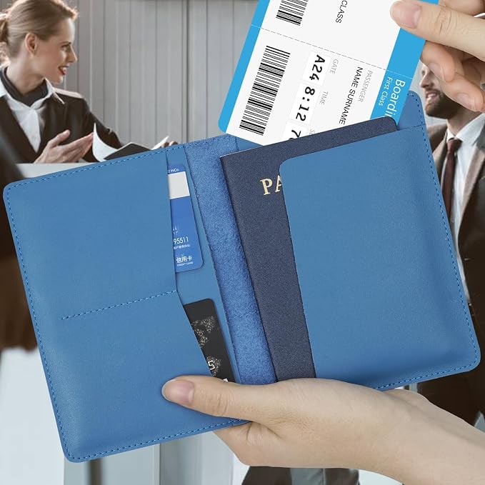 Full Grain Leather Passport Holder Cover for Men and Women Travel, Passport Wallet with AirTag Slot, Travel Must Haves Essentials Genuine Leather Passport Covers Gifts