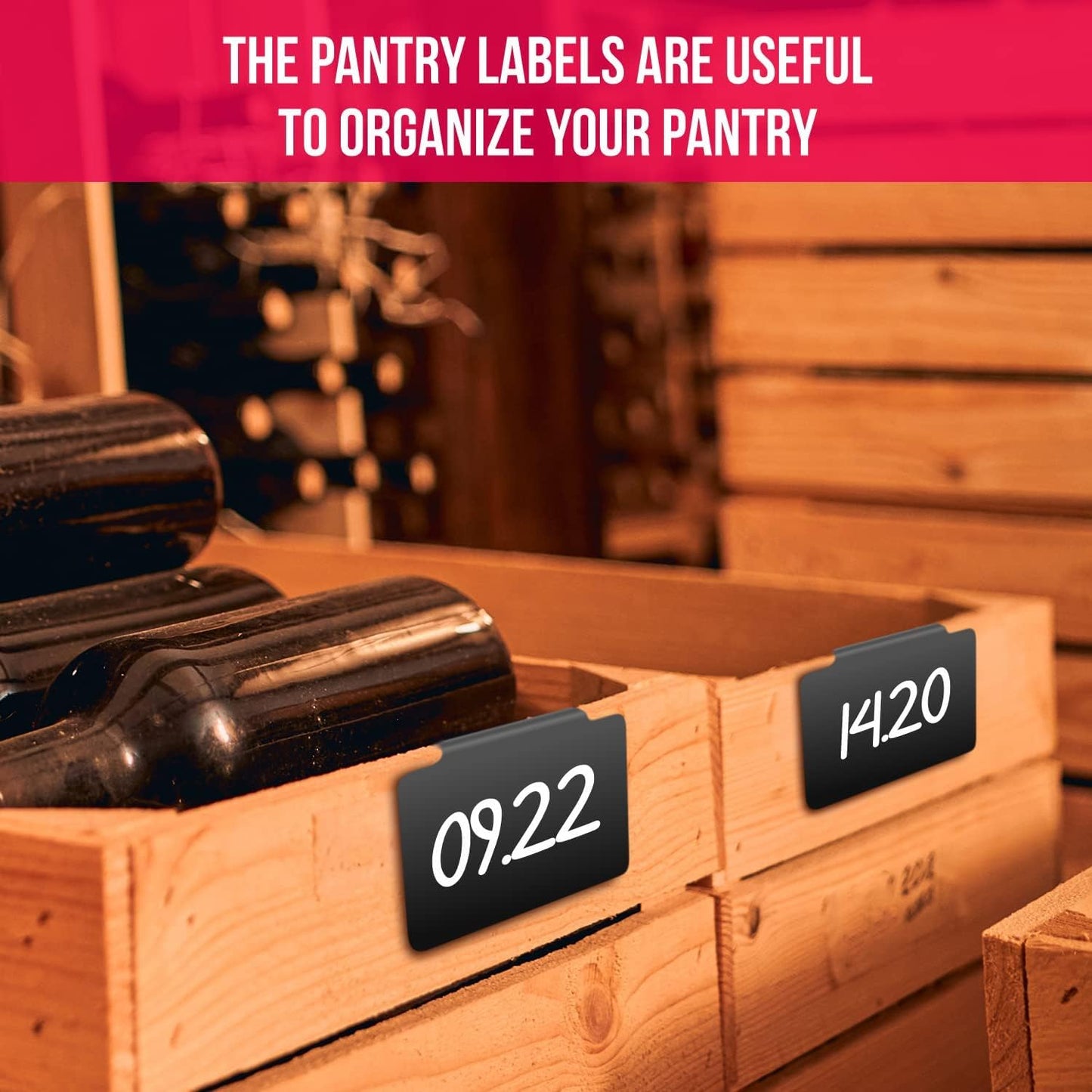 Basket Labels Clip On for Pantry Organization and Storage Baskets Bin Labels - Small Chalk Labels for Baskets - Black Bin Clip Labels for Baskets - Chalkboard Basket Tags Dry Erase Bin Labels Clip On