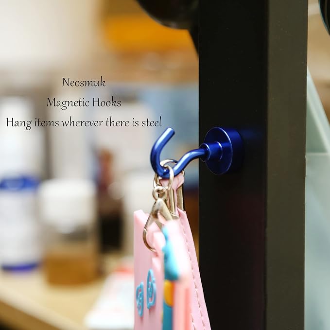 Neosmuk Magnetic Hooks, Heavy Duty 30lb+ Strong Magnet Hook for Cruise Cabins, Cruise Essentials 2026 for Hanging, Metal Wall Refrigerator Hangers (Navyblue, 10 Pack)