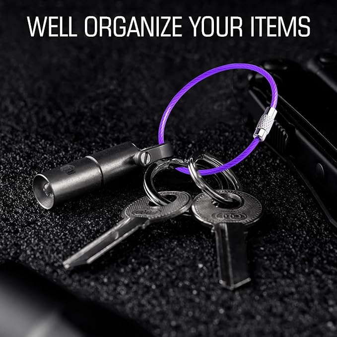CooBigo 12 Pack Stainless Steel Loops 2mm Coated Wire Keychain Cable Large Key Rings 6 inch Key Chain for Women, Luggage Tags, Key Tags, Keyrings, Kitchen Utensils, Duster - Purple