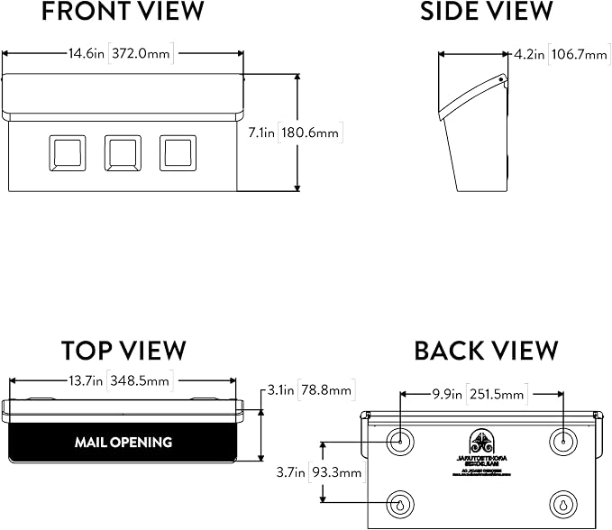 Architectural Mailboxes Wayland Wall Mount Mailbox, Rubbed Bronze, Small | Galvanized steel build for outside with weather-resistant outdoor construction and a rust-resistant powder-coat finish.
